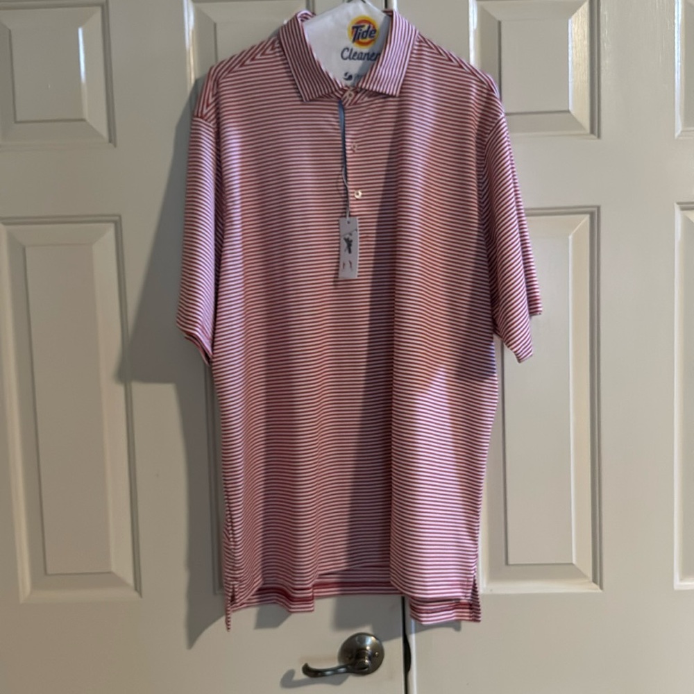 Fairway & Greene XXL red and white stripes men’s golf polo